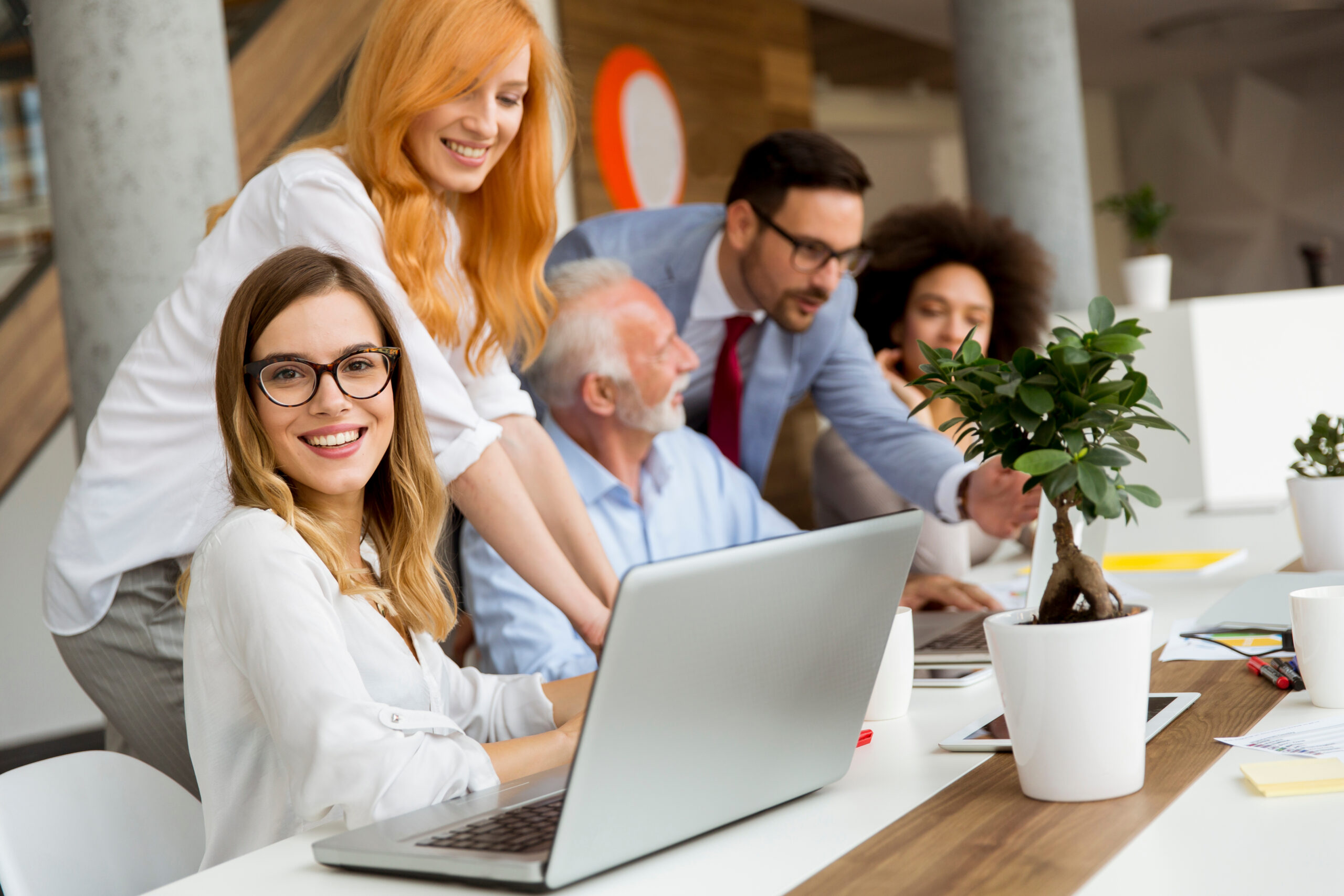 Businesspeople working in team